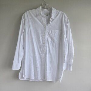Madewell Oversized Long Button Front Shirt White Cotton Size XXS